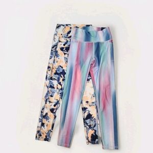 LOT OF 2 DSG GIRLS HIGH RISE Tight  Performance Yoga Pants XL 16 PURPLE PINK BLU
